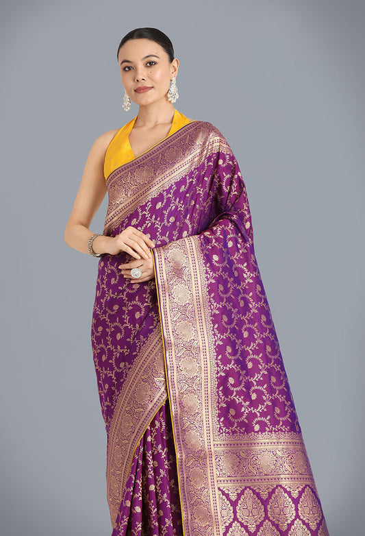 Monjolika Fashion Purple Color Banarasi Silk Wedding Collection Saree | Swadesiicart