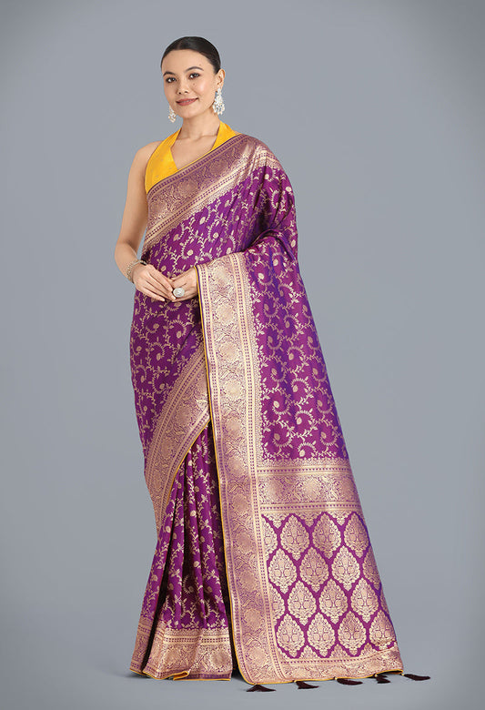 Monjolika Fashion Purple Color Banarasi Silk Wedding Collection Saree | Swadesiicart
