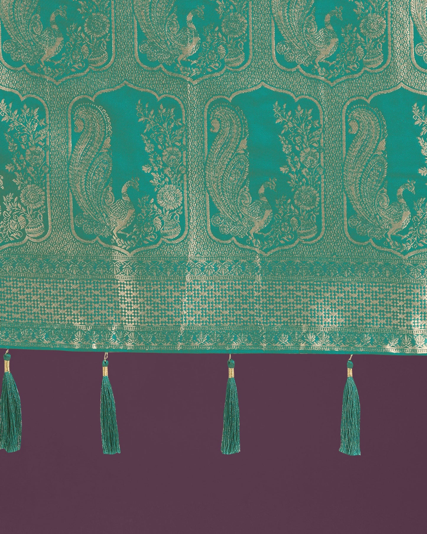 Monjolika Fashion Gorgeous Turquoise Woven Banarasi Satin Designer Silk Saree | Swadesiicart