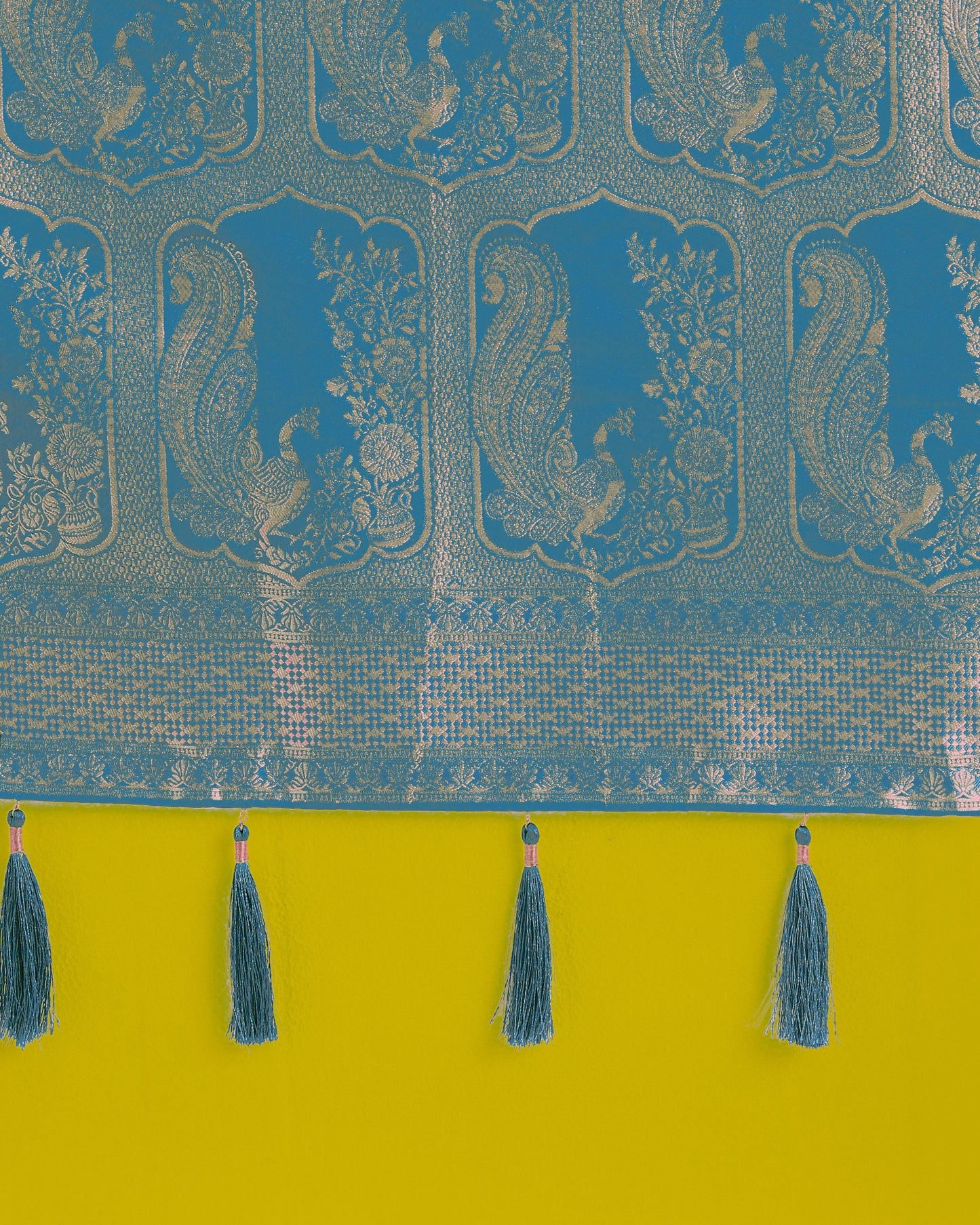 Monjolika Fashion Gorgeous Cyan blue Woven Banarasi Satin Designer Silk Saree | Swadesiicart