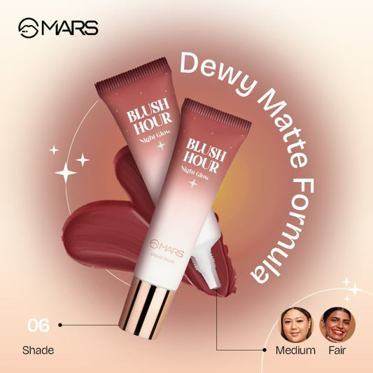 MARS Cosmetics Liquid Blush Hour Dewy-Matte Finish - 06 Night Glow - Swadesiicart