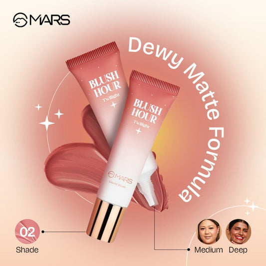 MARS Cosmetics Liquid Blush Hour Dewy-Matte Finish - 02 Twilight - Swadesiicart
