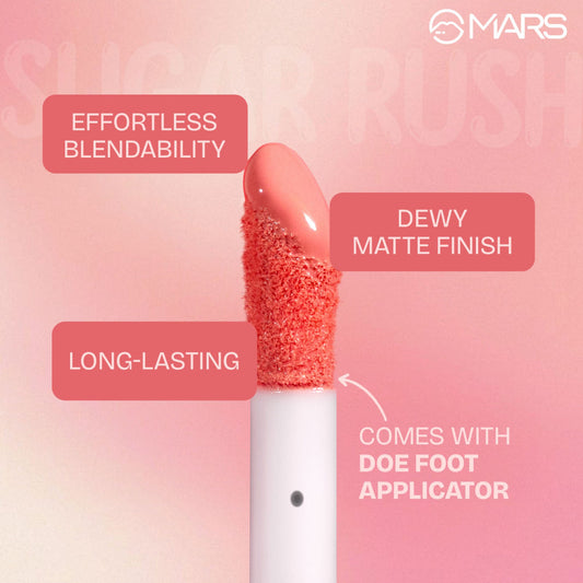 MARS Cosmetics Sugar Rush Liquid Blush - 02-Coral Sorbet - Swadesiicart