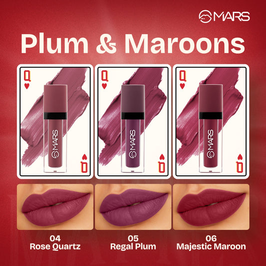 MARS Cosmetics Queen Of Mattes Reds & Maroons Liquid Lipsticks - Plums Maroons