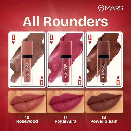 MARS Cosmetics Queen Of Mattes Reds & Maroons Liquid Lipsticks - All Rounder - Swadesiicart