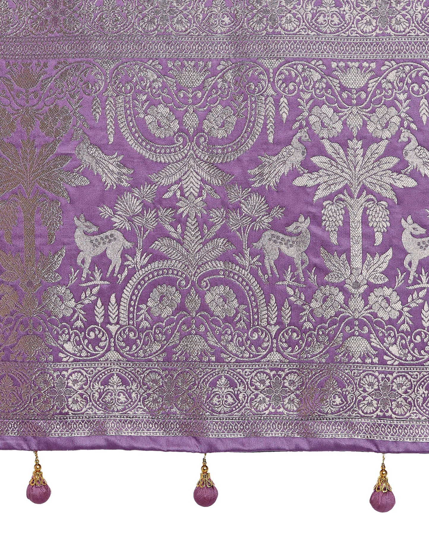 Monjolika Fashion Lavender Zari Weaving Work Banarasi Satin Silk Traditional Saree | Swadesiicart