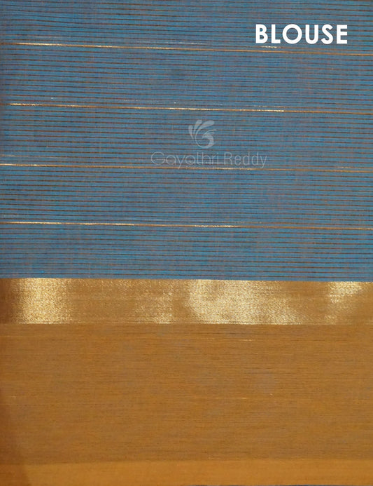Dual Shade of Sky Blue And Grey Pure Mangalgiri Cotton By Gayathri Reddy Designer Studio | Swadesiicart