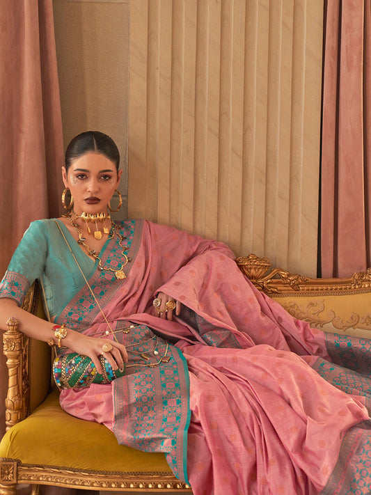 Mitera Ethnic Motifs Woven Design Zari Silk Blend Banarasi Saree | Swadesiicart