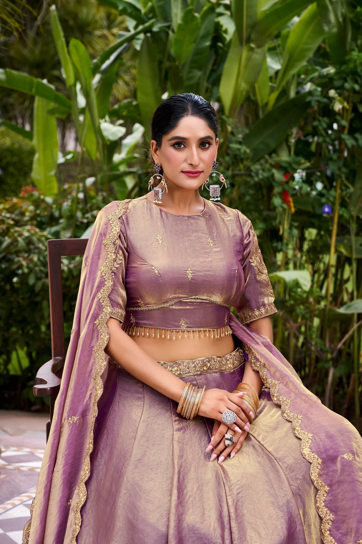 Lorenvalley Fashion Lavender Fendi Silk Sequins and Thread Embroidery Work Belt Lehenga Choli with Dupatta - Swadesiicart