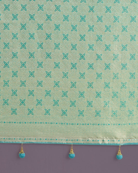 Monjolika Fashion Wonderful Light sky blue Soft Banarasi Satin Silk Leheriya Design Saree | Swadesiicart