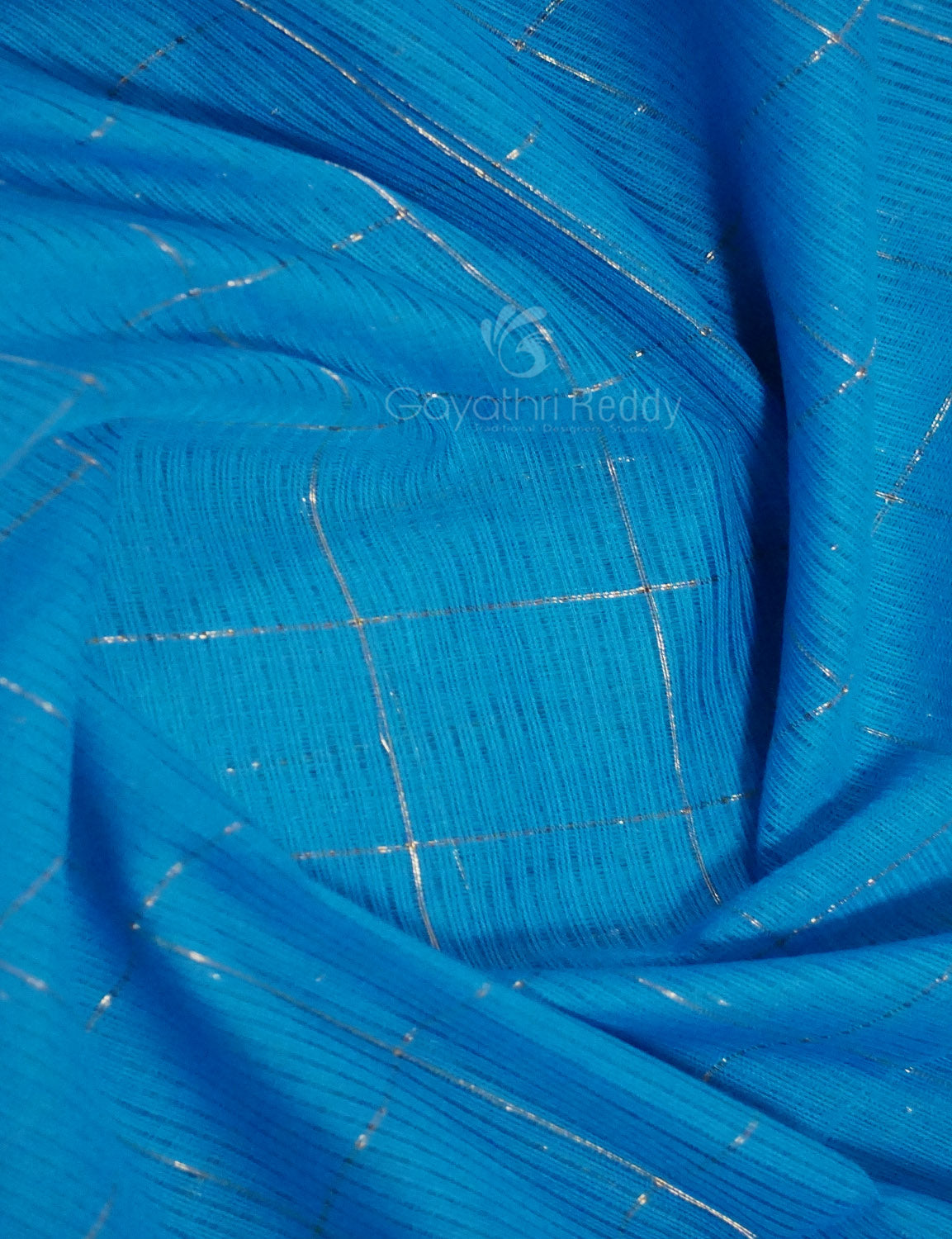 Dual Shade of Sky Blue And Grey Pure Mangalgiri Cotton By Gayathri Reddy Designer Studio | Swadesiicart