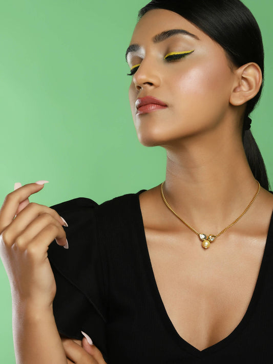 Women's Gold-Polished Necklace - Ruby Raang | Swadesiicart
