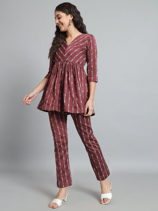 Fab Fashion Dark Purple Co-Ord set - Swadesiicart