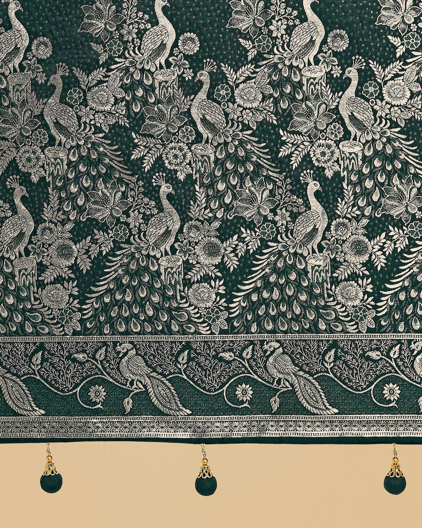 Monjolika Fashion Traditional Dark Geen Woven Banarasi Satin Silk Saree | Swadesiicart