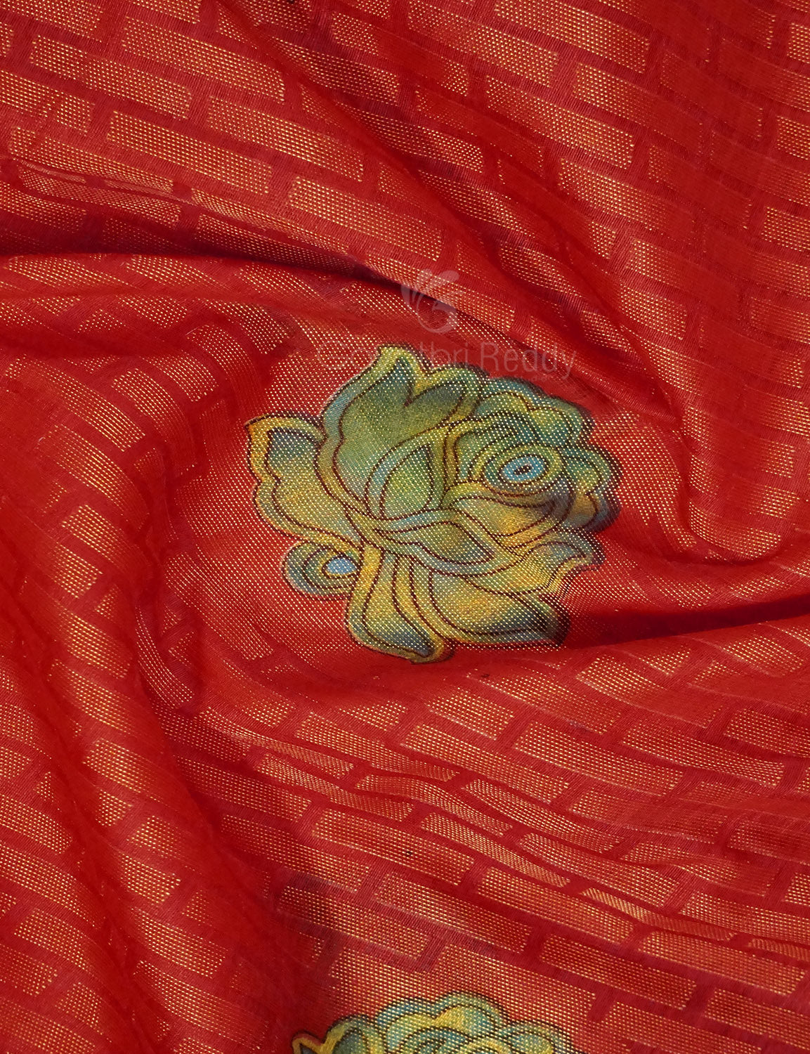 Orange Colour With Ink Blue Blouse Cotton Brasso Saree By Gayathri Reddy Designer Studio | Swadesiicart