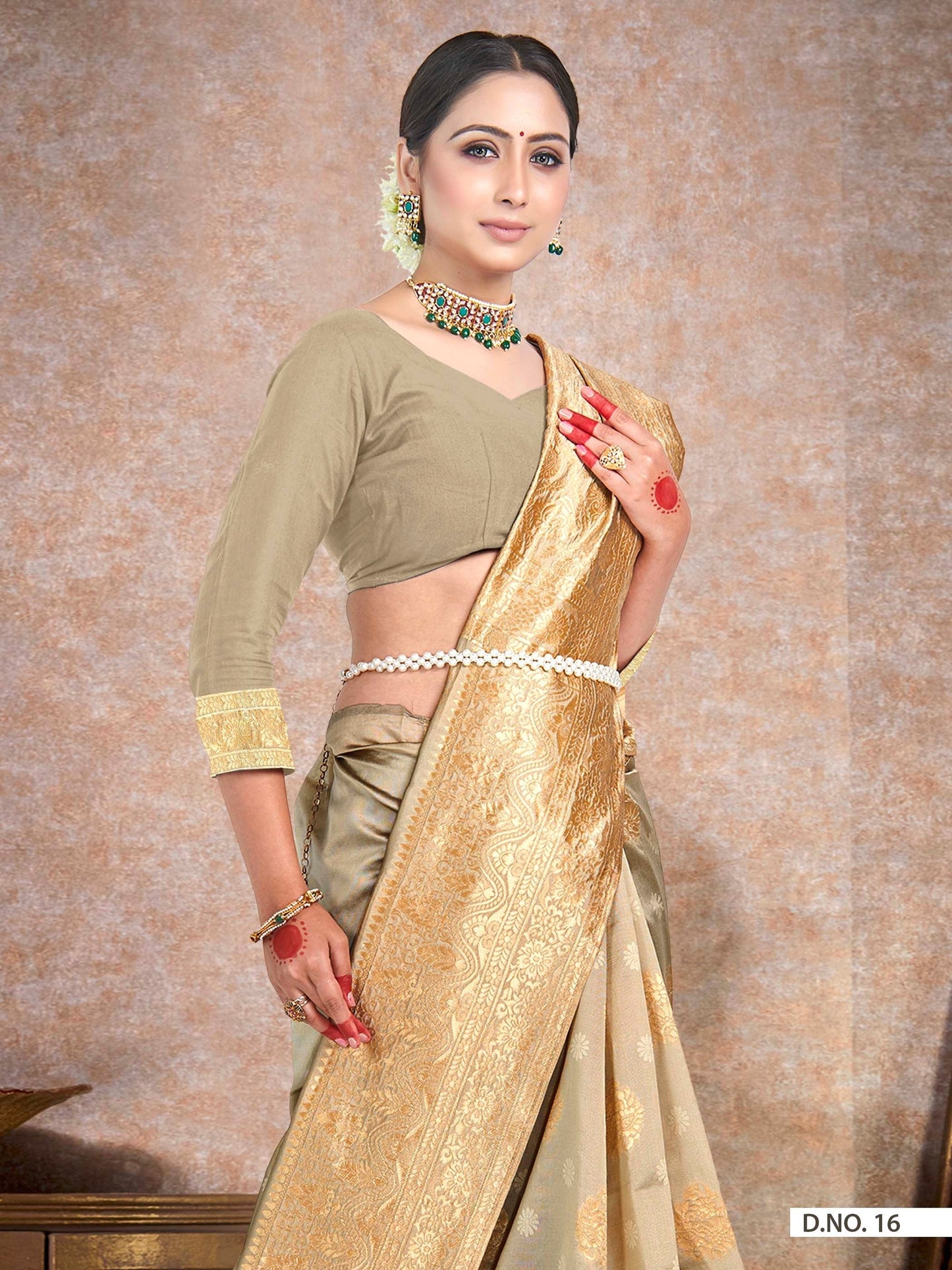 Vardha Oyster Yellow Woven Banarasi Saree | Swadesiicart