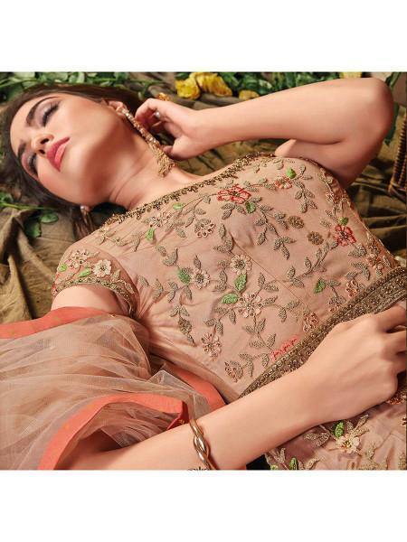 Myra Brown Butterfly Net Embroidered Anarkali Suit | Swadesiicart