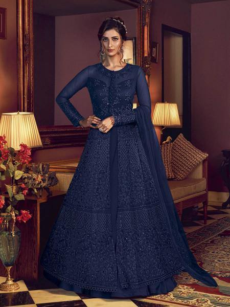 Myra Blue Premium Net Anarkali Suit | Swadesiicart