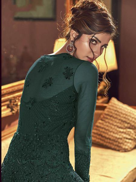 Myra Deep Green Premium Net Anarkali Suit | Swadesiicart