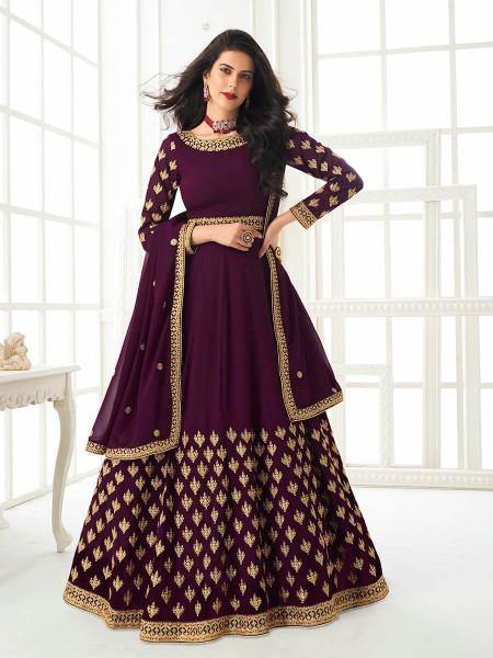 Myra Purple Georgette Embroidered Anarkali Suit | Swadesiicart