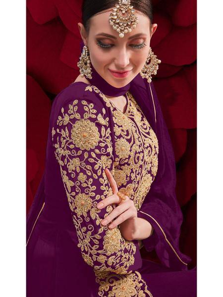 Myra Light Purple Georgette Embroidered Anarkali Pant Style Suit | Swadesiicart