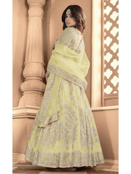 Myra Dusty Yellow Heavy Embroidered Anarkali Suit | Swadesiicart