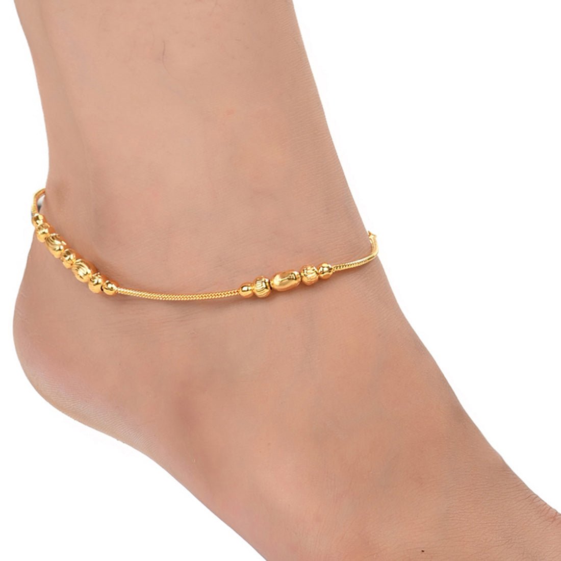 AanyaCentric Gold-Polished Traditional Anklets Payal - Classic and Stylish for Women and Girls - Swadesiicart