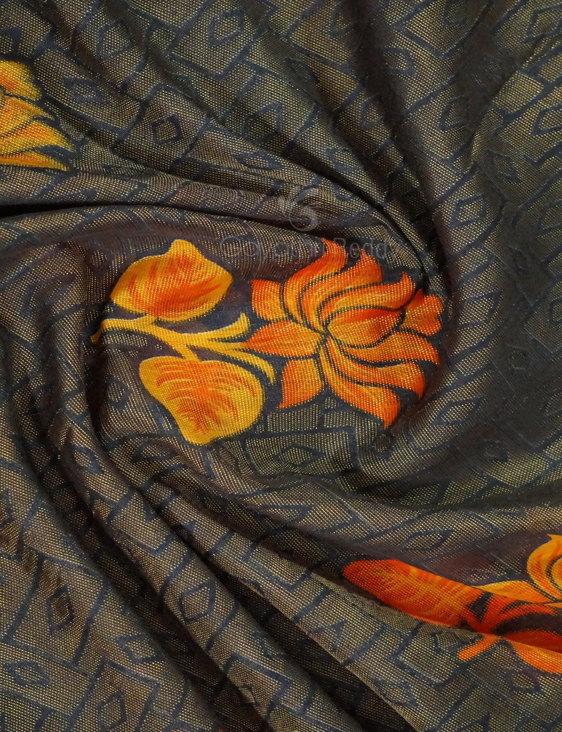 Grey Colour With Orange Blouse Cotton Brasso Saree By Gayathri Reddy Designer Studio | Swadesiicart