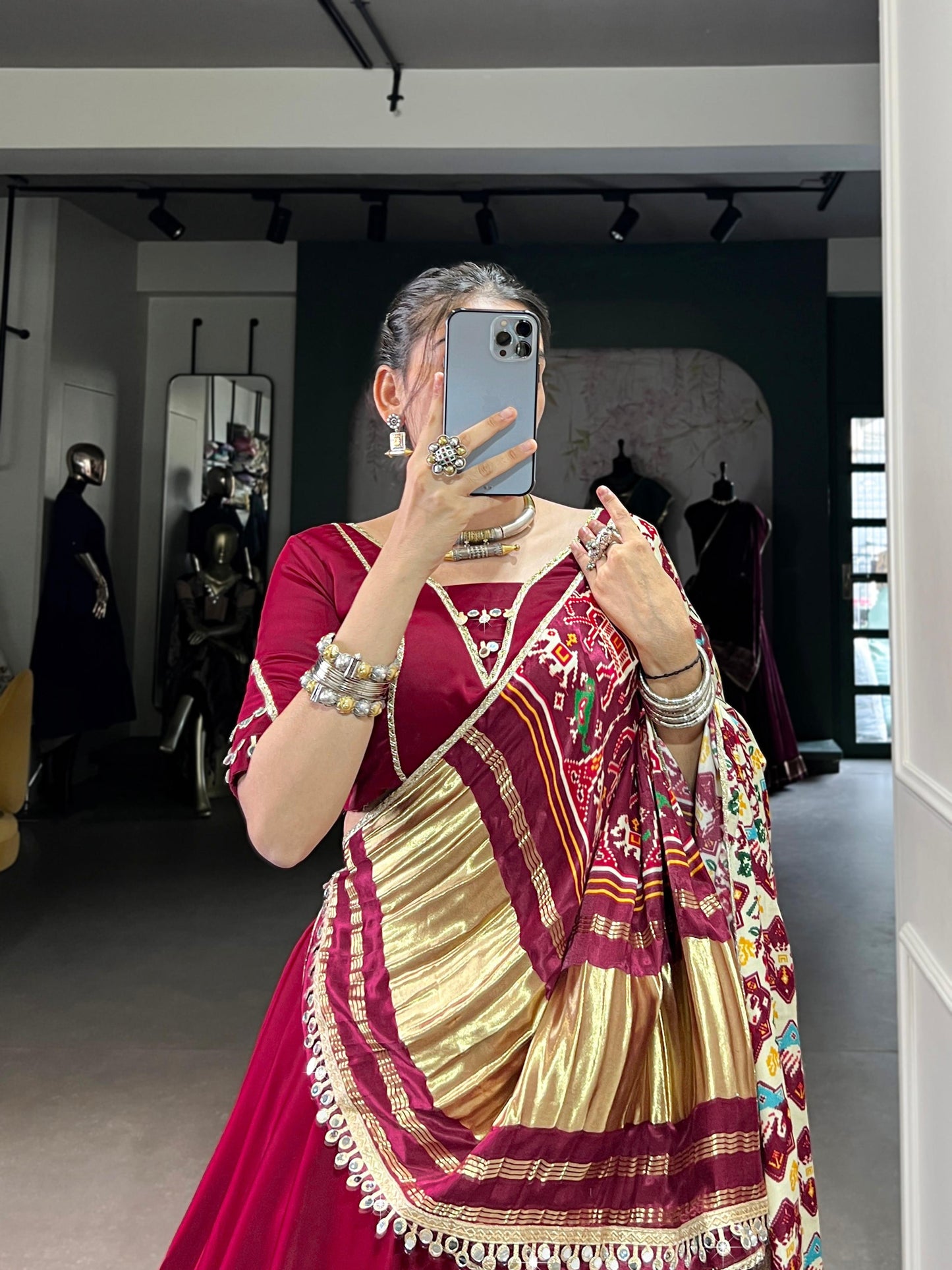 Lorenvalley Fashion Maroon Silk Georgette Lace Touch Up Lehenga Choli with Dupatta | Swadesiicart