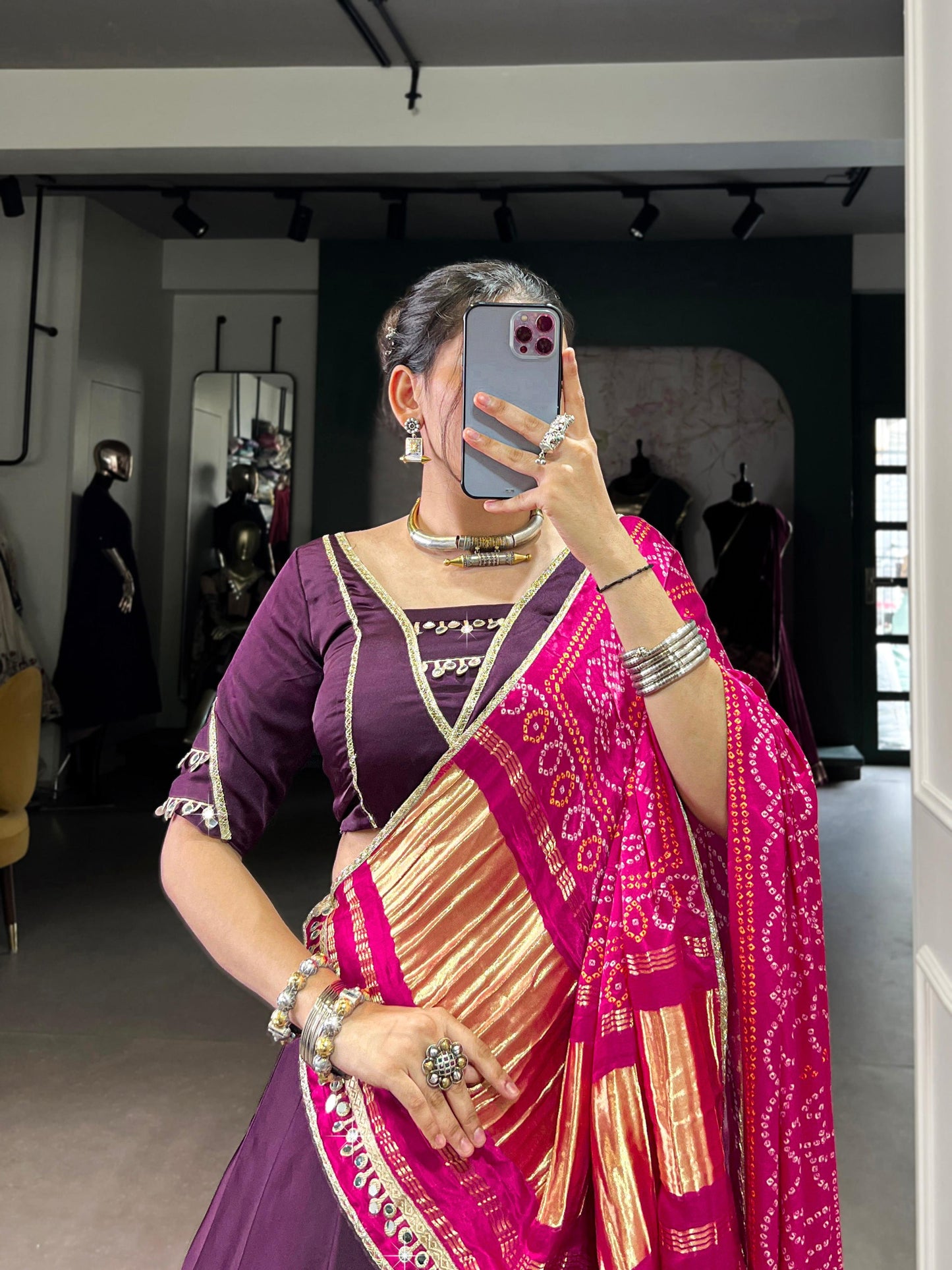 Lorenvalley Fashion Purple Silk Georgette Lace Touch Up Lehenga Choli with Dupatta - Swadesiicart