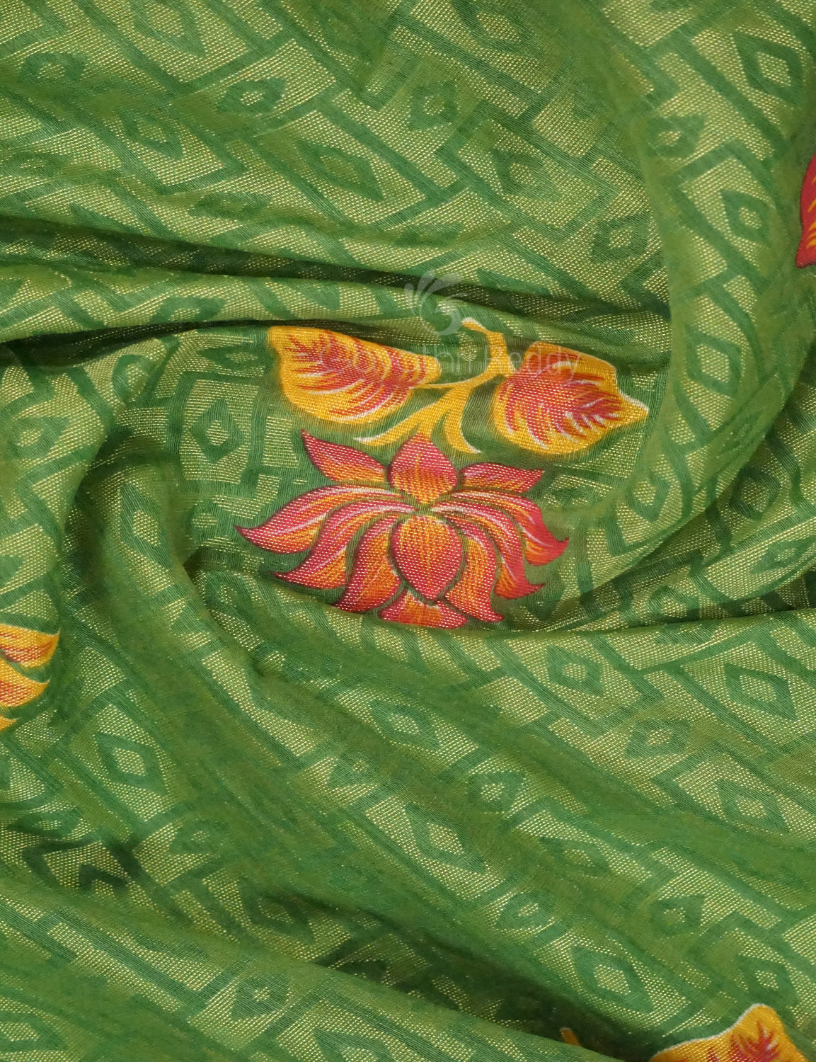 Leaf Green Colour With Baby Pink Blouse Cotton Brasso Saree By Gayathri Reddy Designer Studio | Swadesiicart
