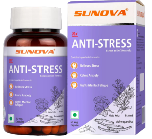 Sunova Anti-Stress (Stress Relief Formula), 60 Capsules | Swadesiicart