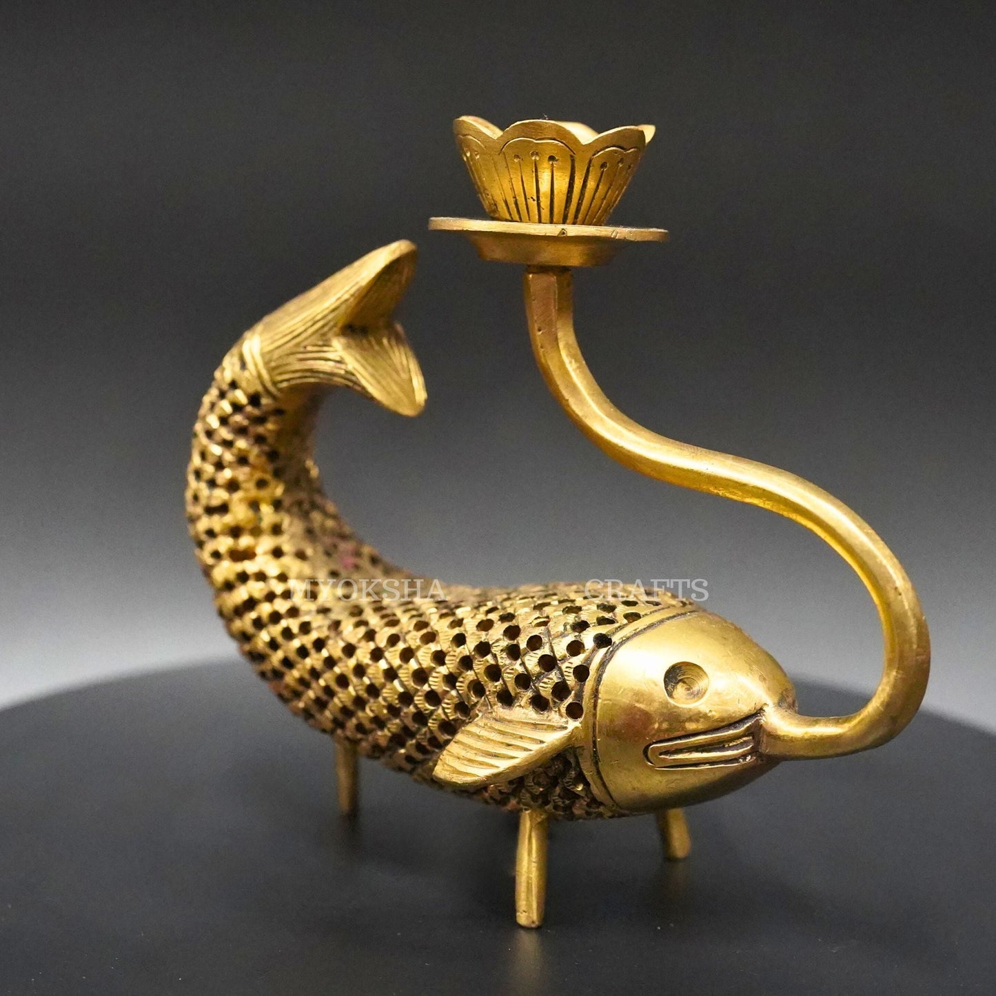 Brass Fish Candle Stand: Coastal Charm for Homes - Swadesiicart