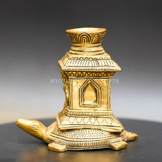 Brass Kurma with Tulasi Agarbatti Stand - Swadesiicart