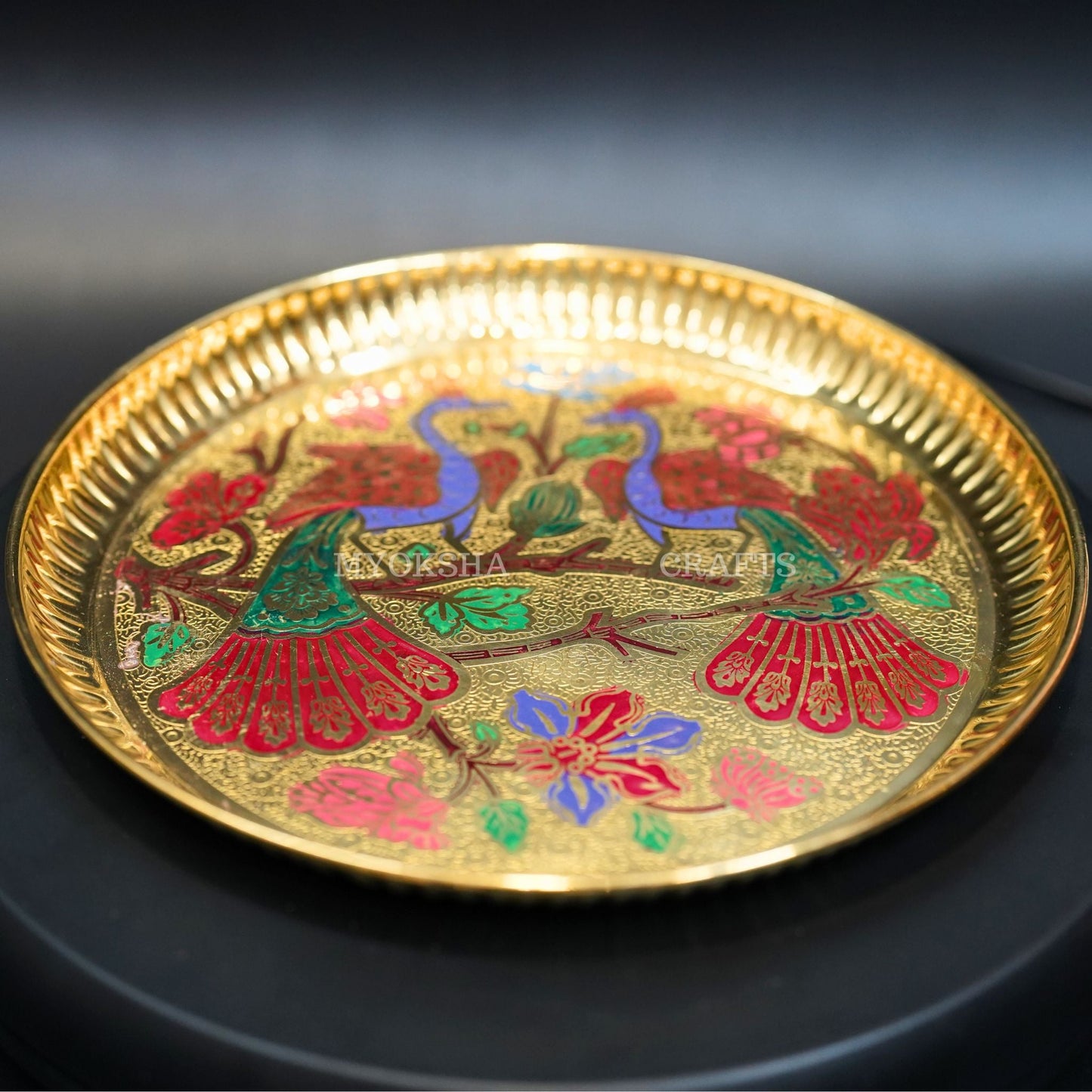 Brass Peacock Design Plate - Swadesiicart