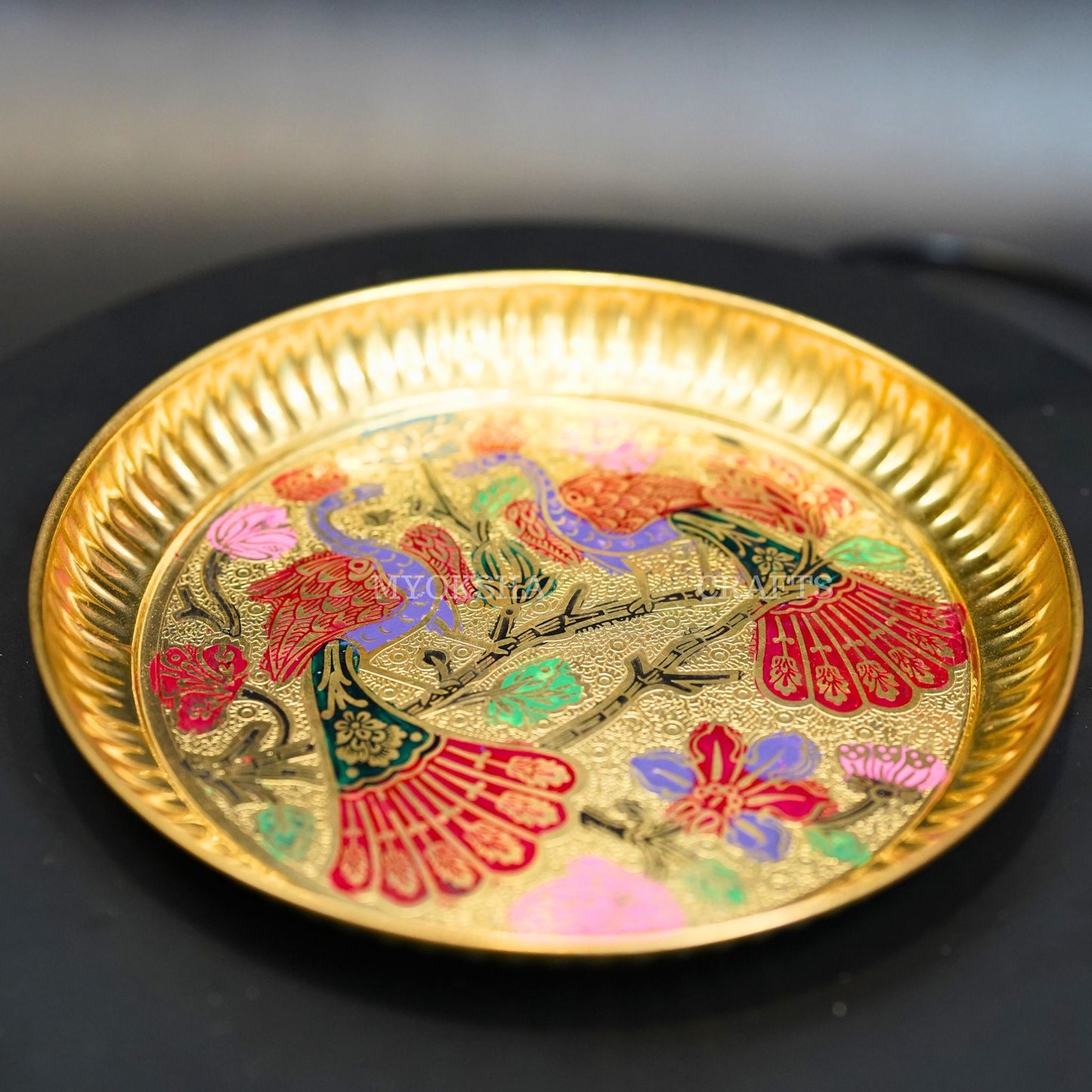 Brass Peacock Design Plate - Swadesiicart