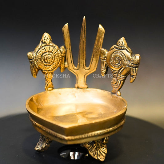 Brass Balaji Nama with Shankh Chakra Diya - Swadesiicart
