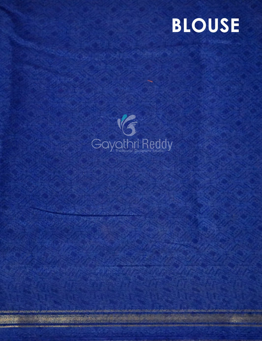 Shades of Rani Pink With Ink Blue Blouse Creeper Design Semi Chanderi Saree By Gayathri Reddy Designer Studio | Swadesiicart