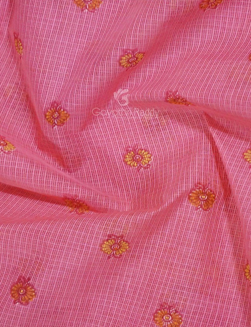 Light Pink And Rose Pink Colour Block Print Pure Kota Cotton Saree By Gayathri Reddy Designer Studio | Swadesiicart