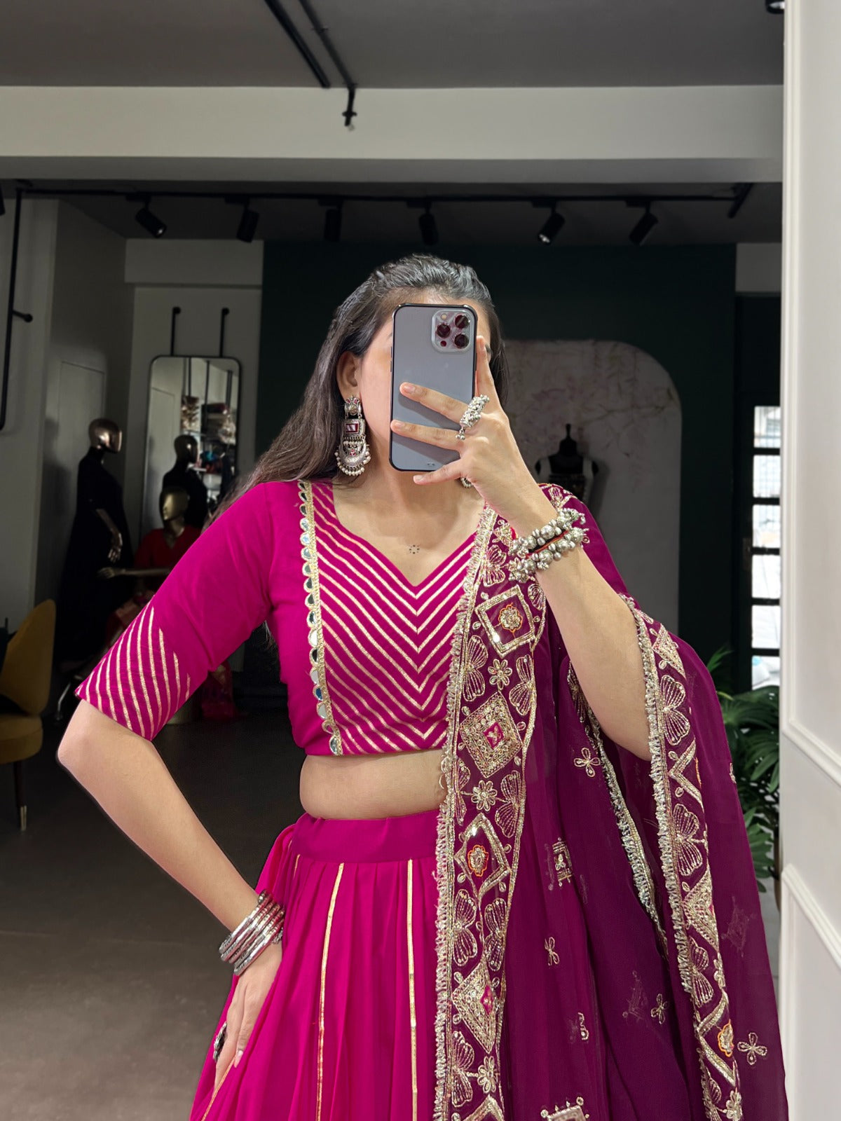 Lorenvalley Fashion Pink Cotton Lace Touch Up Lehenga Choli with Dupatta | Swadesiicart