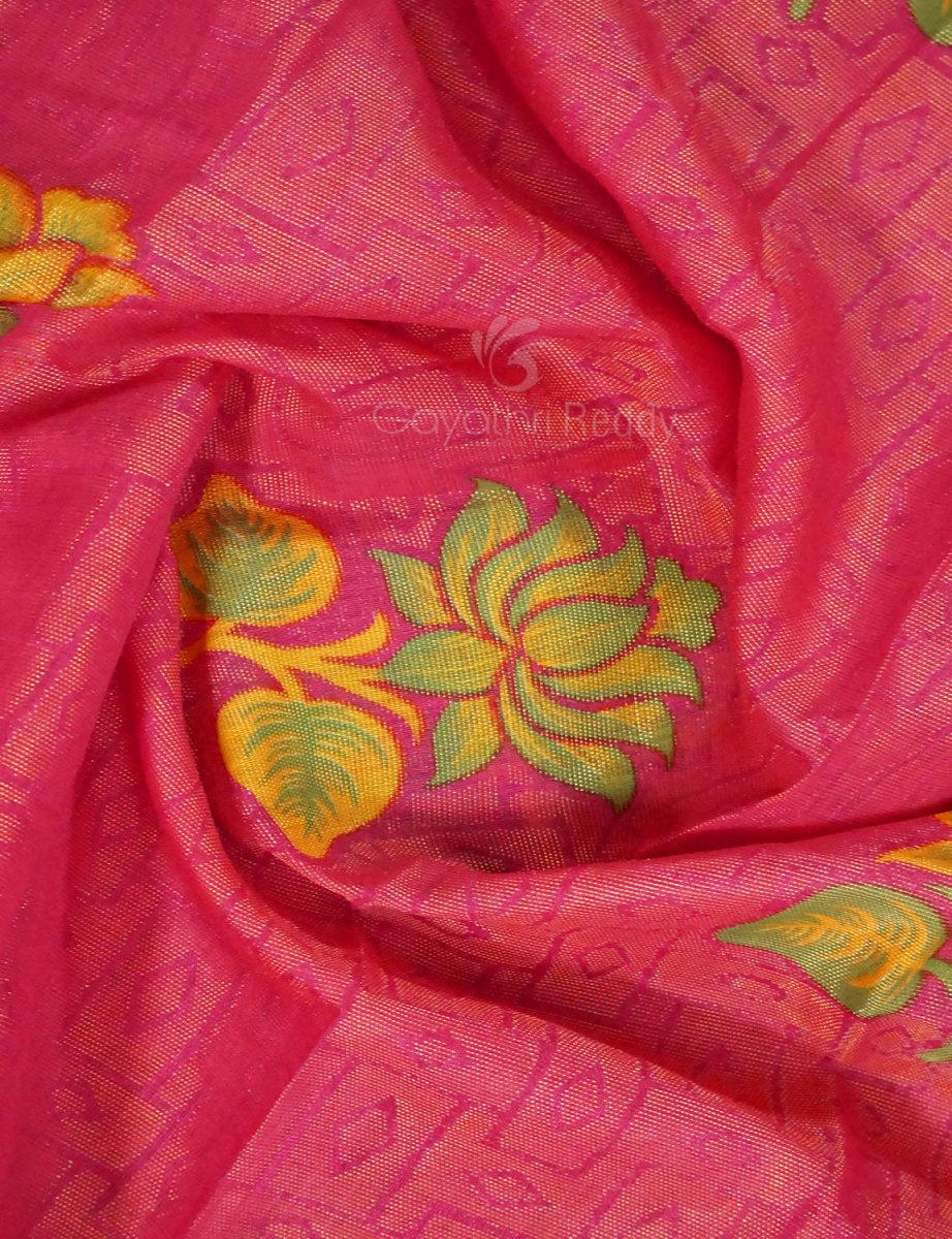 Baby Pink Colour With Leaf Green Blouse Cotton Brasso Saree By Gayathri Reddy Designer Studio | Swadesiicart