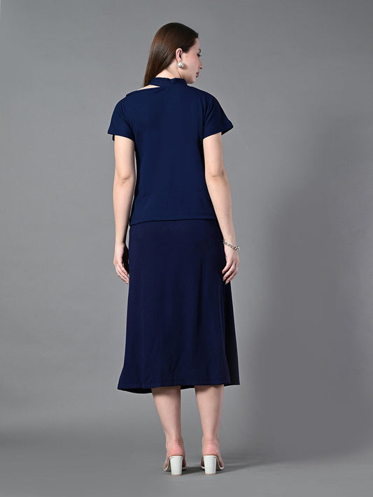 Myshka Women's Navy Blue colour Co-ord set - Swadesiicart