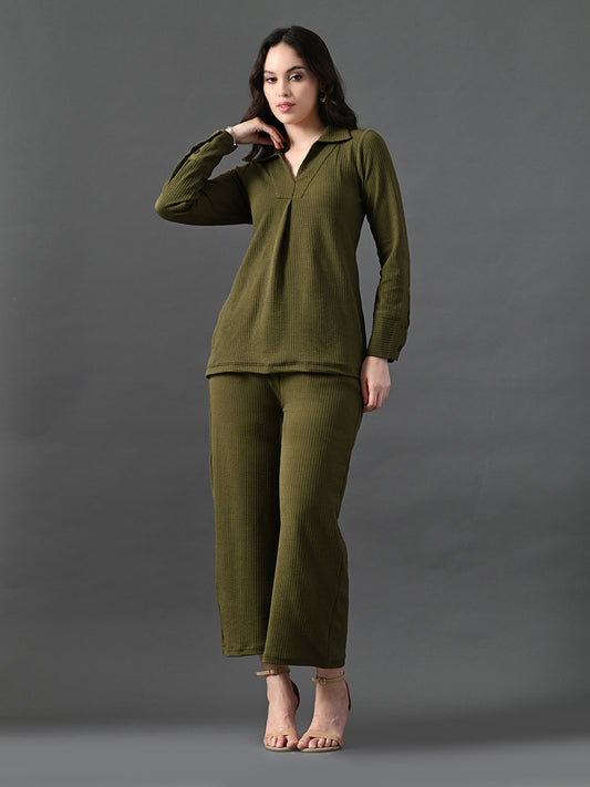 Myshka Women's Olive Everyday Lounge Set - Swadesiicart
