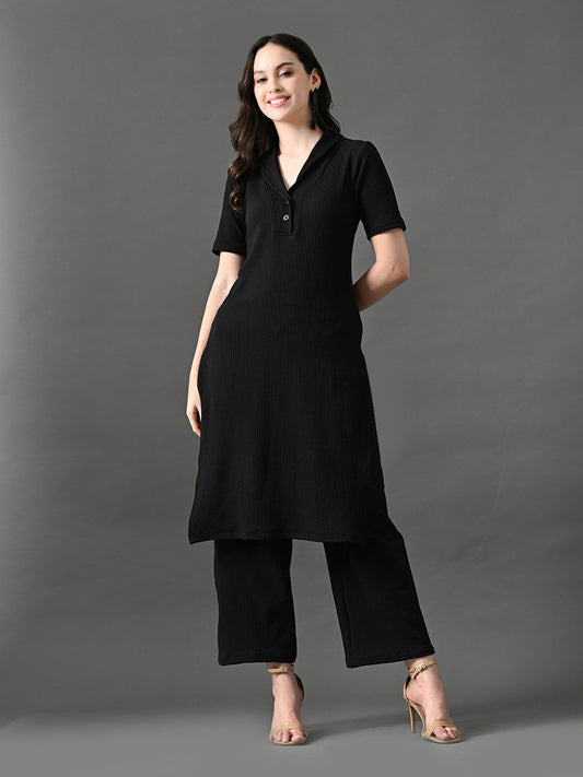 Myshka Women's Black Kurta Set - Swadesiicart