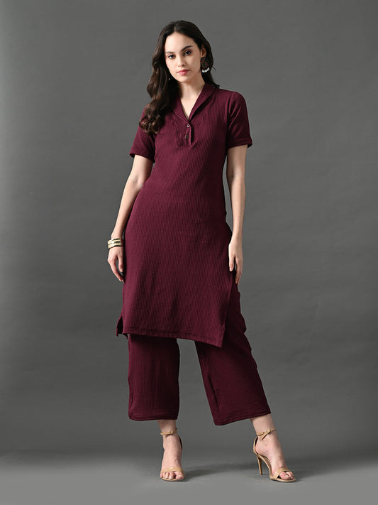 Myshka Women's Magenta Green Kurta Set - Swadesiicart