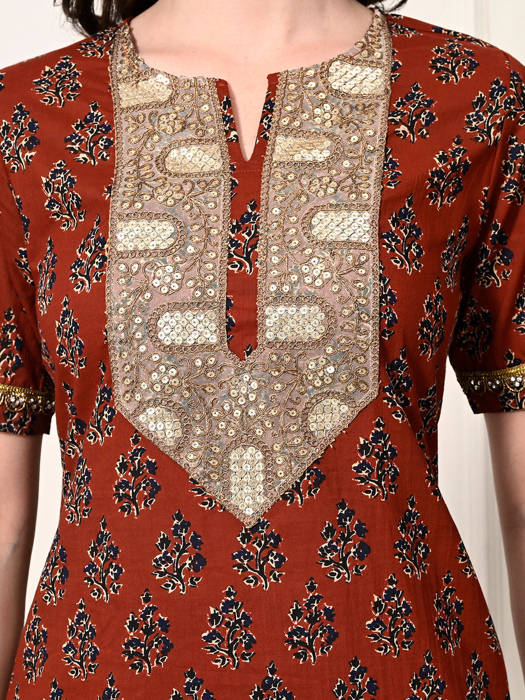 Myshka Women's Cotton Red Printed Kurta Set - Swadesiicart