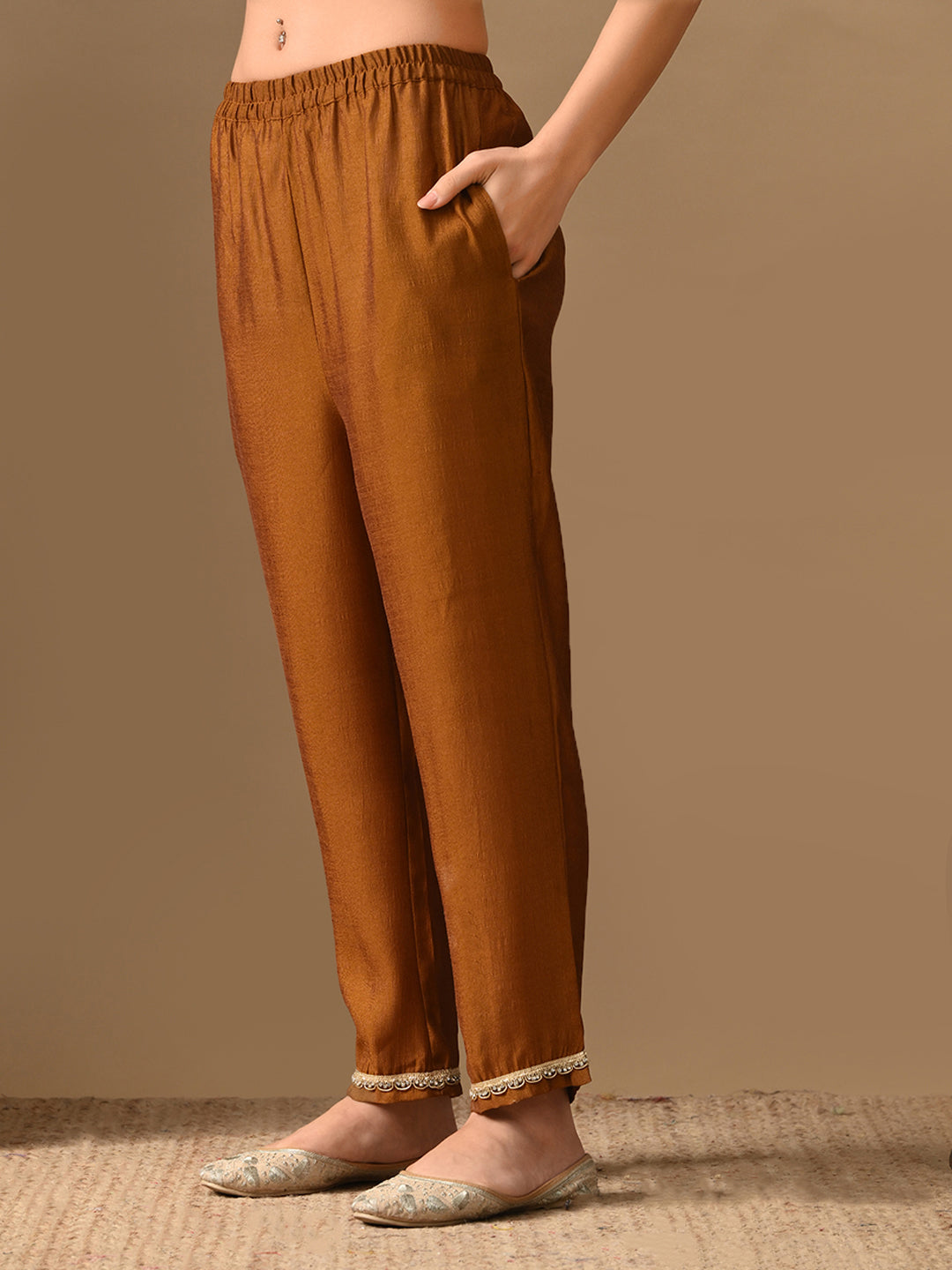 Myshka Mustard Silk Blend Kaftan Sweetheart Neck Short Sleeves Kurta Trousers With Dupatta - Swadesiicart