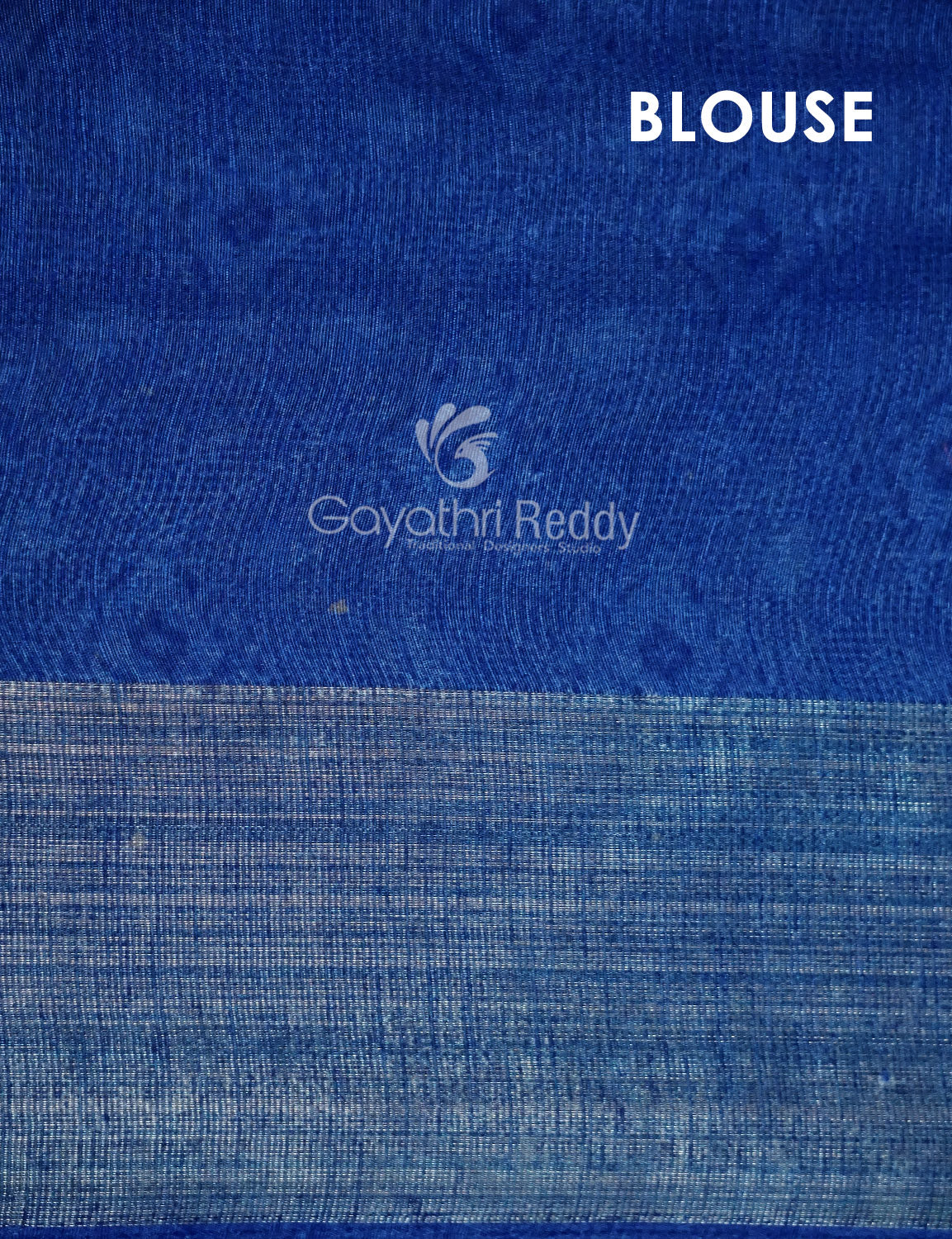 Shades of Cream Colour And Ink Blue Blouse Patola Design Semi Chanderi Saree By Gayathri Reddy Designer Studio | Swadesiicart