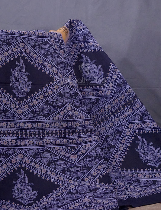 Chikoo Colored Block Print Pure Mulmul Cotton By Gayathri Reddy Designer Studio | Swadesiicart