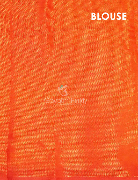 Parrot Green And Orange Colour Printed Cotton Brasso Saree By Gayathri Reddy Designer Studio | Swadesiicart